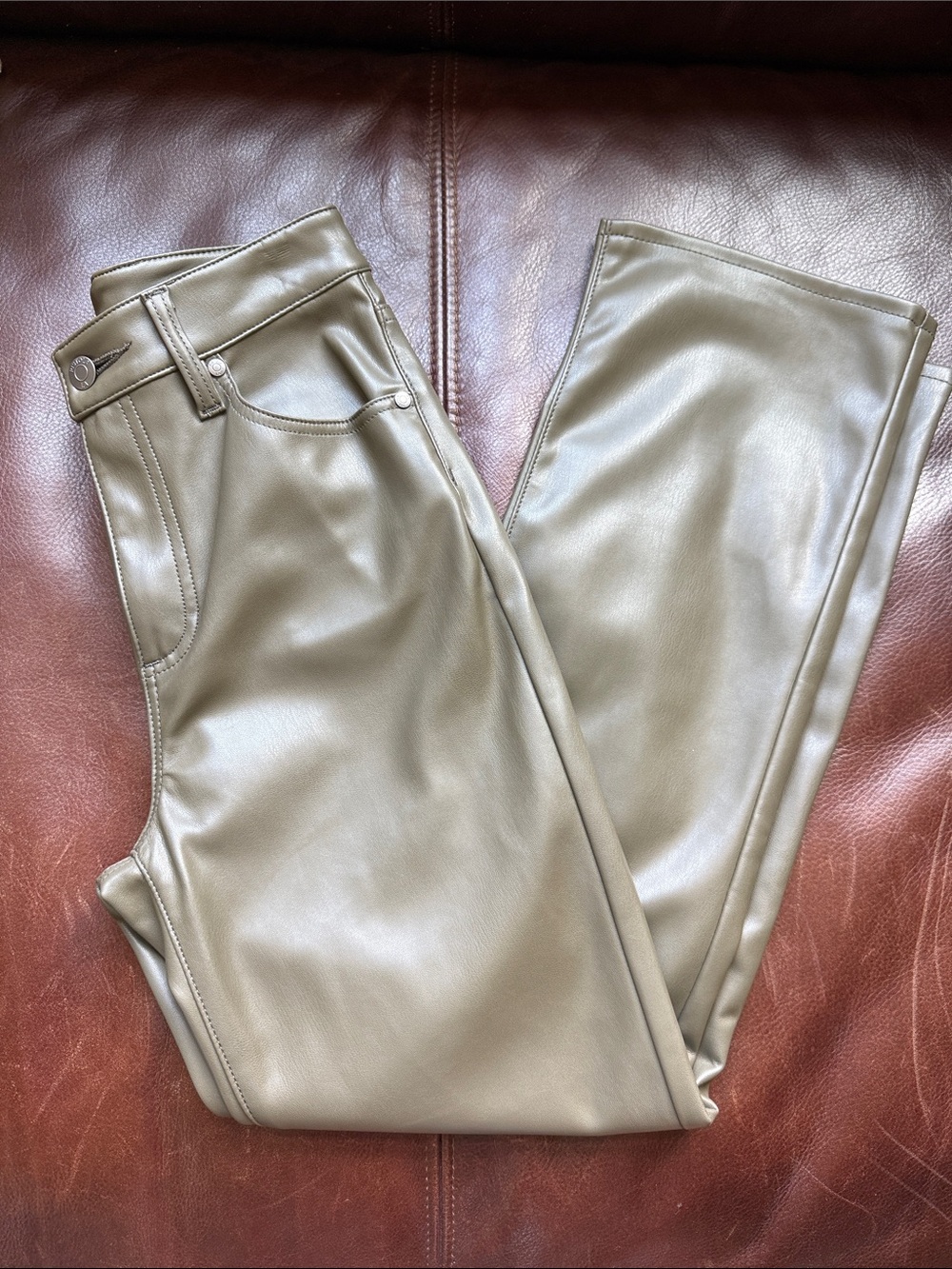 pistola Olive Faux Leather Jeans